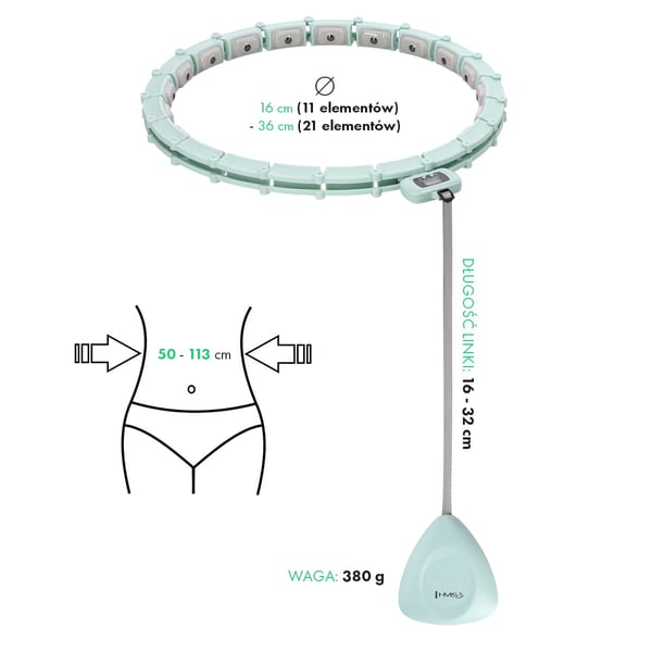 HHM14 HULA HOP vihreä magneeteilla ja painolla sekä laskuri HMS