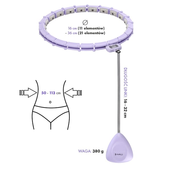 HHM14 HULA HOP VIOLETTI magneteilla ja painolla ja laskurilla HMS