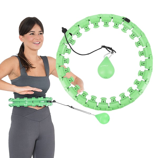 HHW01 Hula hop vihreä pullistumilla ja painolla HMS