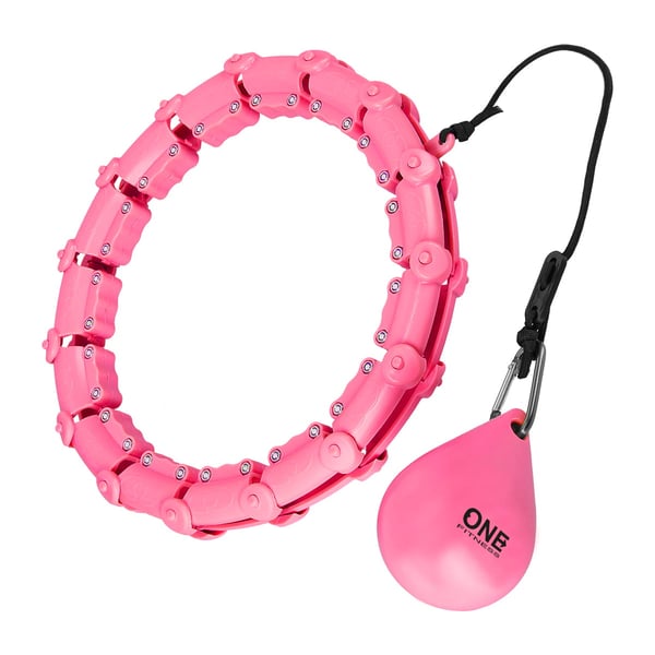 OHA02 Hula hop vaaleanpunainen työntöpinnoilla ja painolla One Fitness
