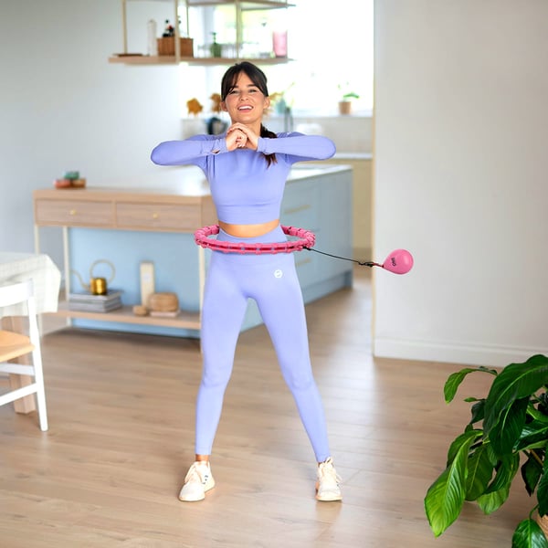 OHA02 Hula hop vaaleanpunainen työntöpinnoilla ja painolla One Fitness