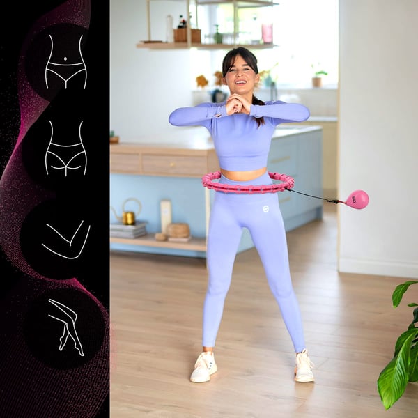 OHA02 Hula hop vaaleanpunainen työntöpinnoilla ja painolla One Fitness