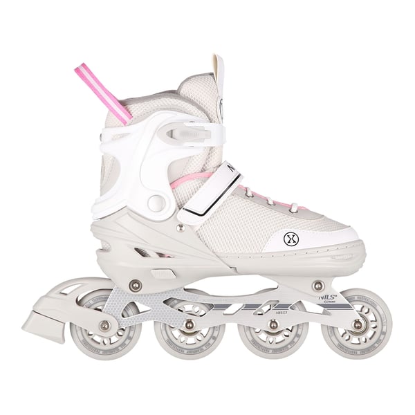 NH18188A 2-i-1 GRÅ-ROSA STØRRELSE S(29-33) RULLESKATER MED HOCKEY SLIDE NILS EXTREME