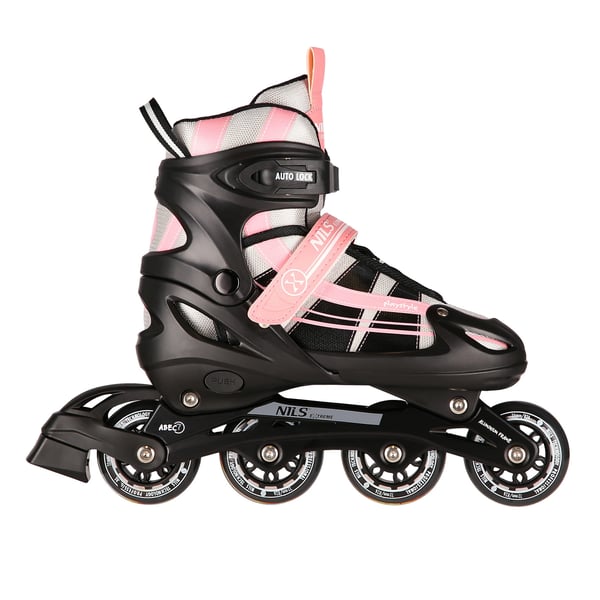 NH18366A 2-i-1 PINK-HVID STØRRELSE S(31-34) RULLESKØTING MED HOCKEYÆRM NILS EXTREME