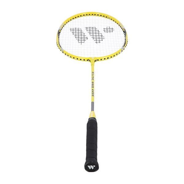 ALUMTEC 4466 badmintonracketset gul 2st + fjäderboll 3st + nät + linor WISH