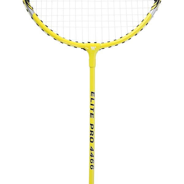 ALUMTEC 4466 badmintonracketset gul 2st + fjäderboll 3st + nät + linor WISH