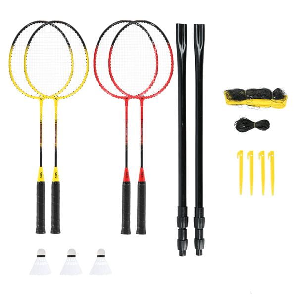 NRZ264 aluminium/badmintonsæt 4 ketsjere + 3 fjerbold + net 600x60cm + taske NILS