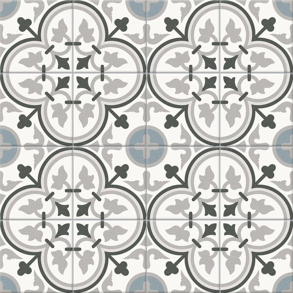 Dekorativ porslinskakel Patchwork Blommor KENT 20x20 cm Grade I