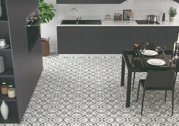 Dekorativ porslinskakel Patchwork Blommor KENT 20x20 cm Grade I