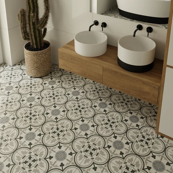 Dekorativ porslinskakel Patchwork Blommor KENT 20x20 cm Grade I