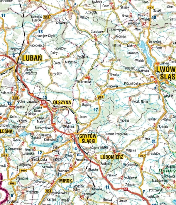 Ala-Sleesia / Ala-Sleesian voivodikunta. Tie- ja hallintokartta. Galileos