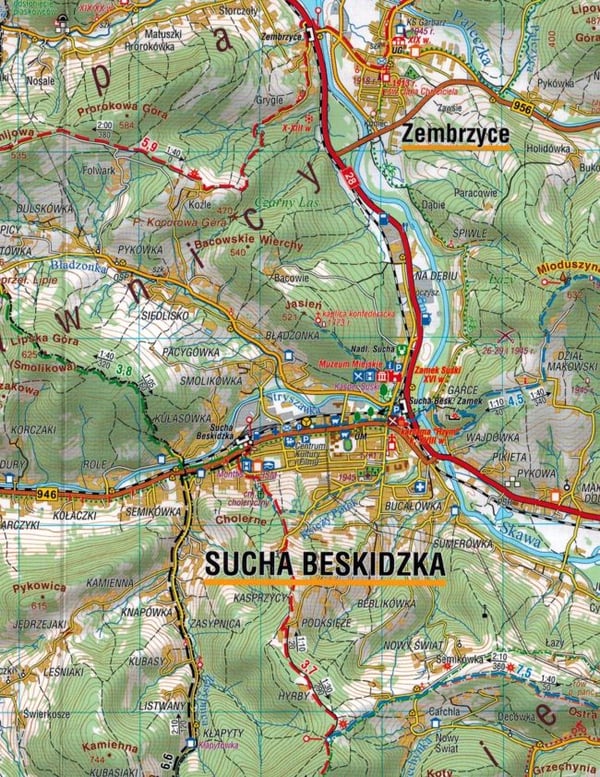 Beskid Makowski (Mellem) 1:50.000. Lamineret turistkort. Udgivet 2025. Kompas