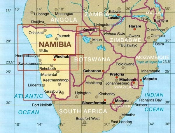 Namibia 1:1 200.000. Vandtæt vej- og turistkort. 2023-udgave. Reise Know-How