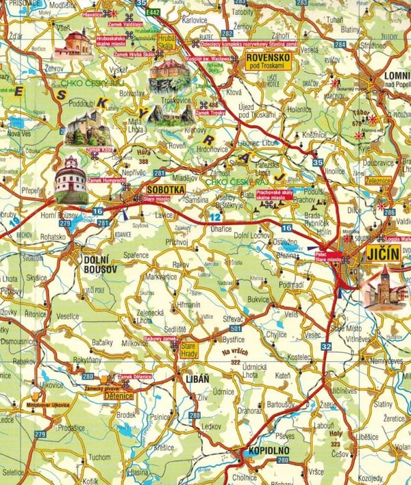 Pohjois-Böömi 1:200 000. Tie- ja matkailukartta. Vuoden 2023 painos. Galileos
