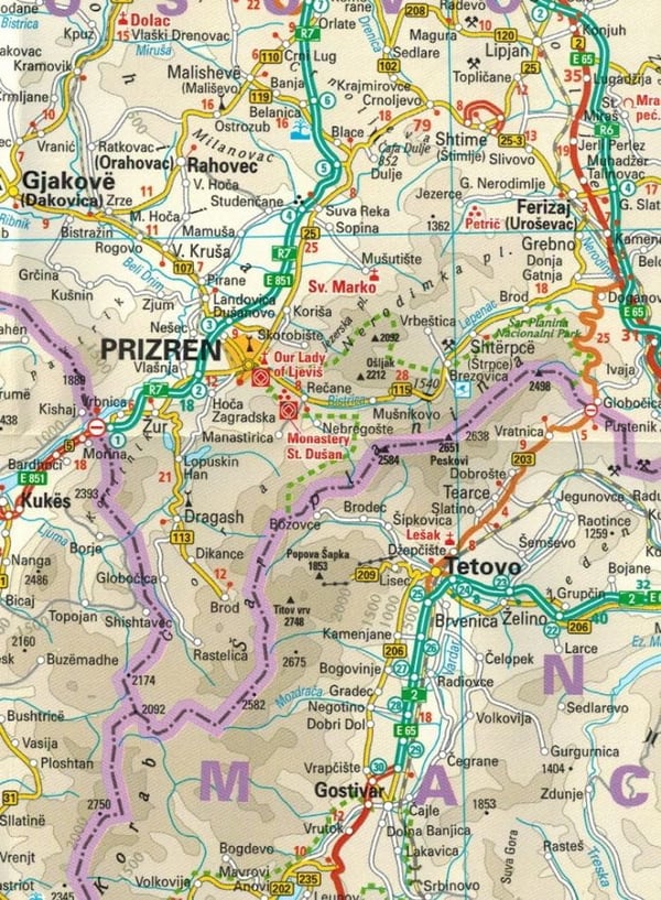 Vestbalkan 1:725.000. Albanien, Bosnien-Hercegovina, Kroatien, Kosovo, Makedonien, Montenegro, Serbien, Slovenien. Vandtæt vejkort.