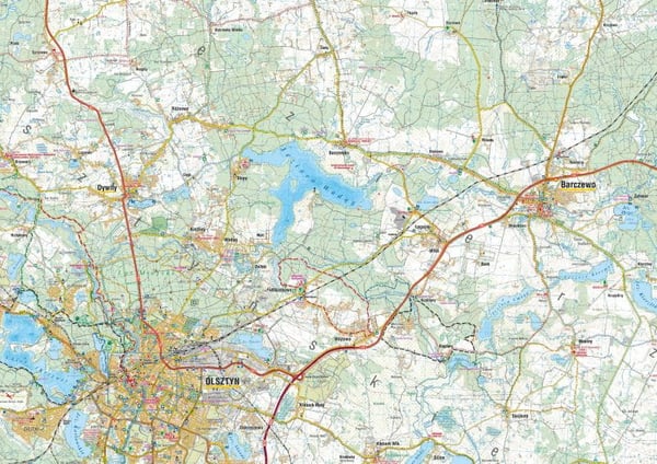 Olsztyn Sødistrikt - nordlige del 1:50.000. Turistkort. 2023-udgave. Kompas.