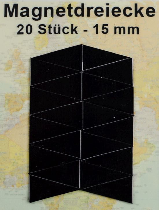 Trekantede, ensfarvede kortmarkørmagneter. Sorte. 20 stk.