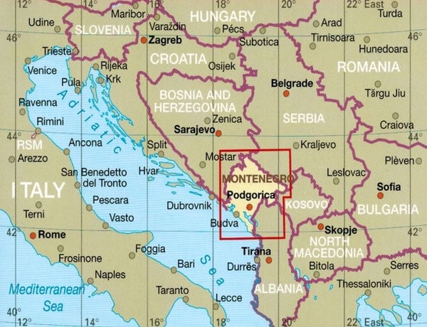 Montenegro 1:160.000. Vandtæt vej- og turistkort. 2024-udgave. Reise Know-How