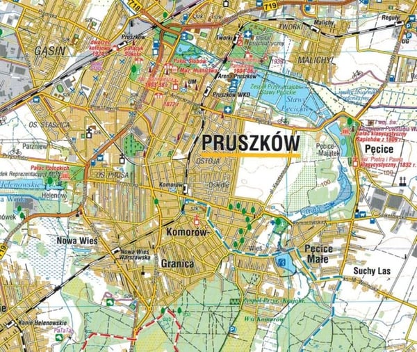 Det sydlige Warszawa-område 1:50.000. Landskabsparkerne Chojnów og Mazowiecki. Turistkort. Udgave 2024. Kompas