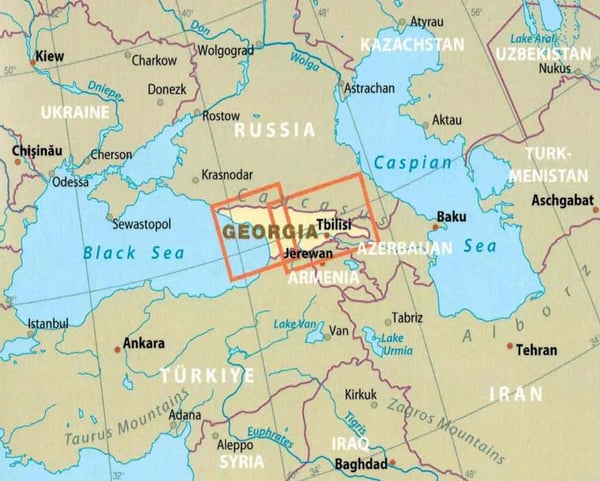 Georgien 1:350.000. Vandtæt vej- og turistkort. 2024-udgave. Reise Know-How