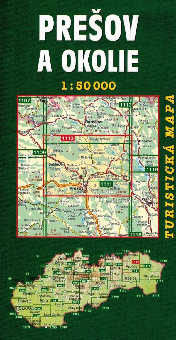 Prešov og omegn, Cerkhov-bjergene / Presov a okolie, Cergov. Turistkort 1112. 2024-udgave. Shocart