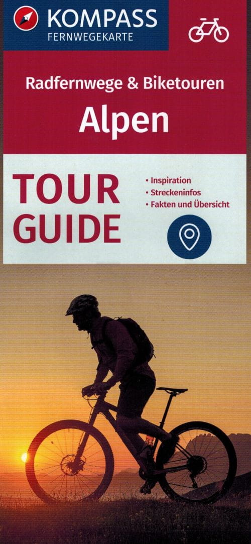 Alperne 1:500.000. Cykelkort + miniguide. 2025-udgave. Kompass