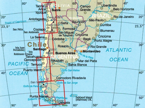 Chile 1:1 600.000. Vandtæt vej- og turistkort. 2025-udgave. Reise Know-How