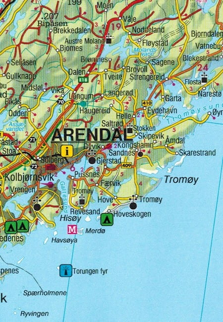 Etelä-Norja. Oslo, Bergen, Stavanger 1:250 000. Tie- ja turistikartta /1/. 2023 painos. Freytag & Berndt