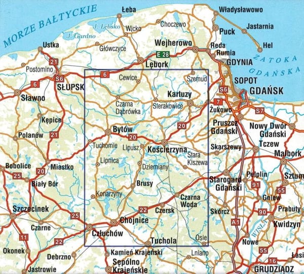 Kashubia for aktive mennesker 1:100.000. Vandtæt turistkort. Galileos