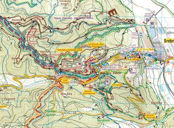 Bardzkien vuoret 1:25 000. Turistikartta. Yksittäisreitti. Galileot.