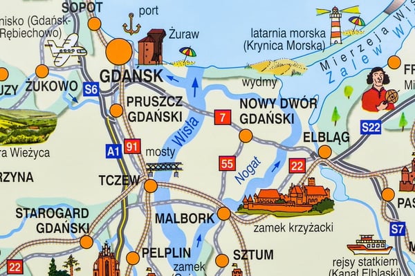 Puola, Erikoislaatuinen 1:715 000. Lasten seinäkartta. Demart