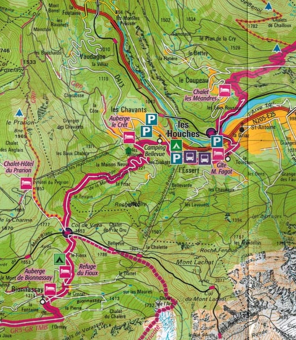 Tour du Mont Blanc 1:50 000. Turisti kartta. IGN