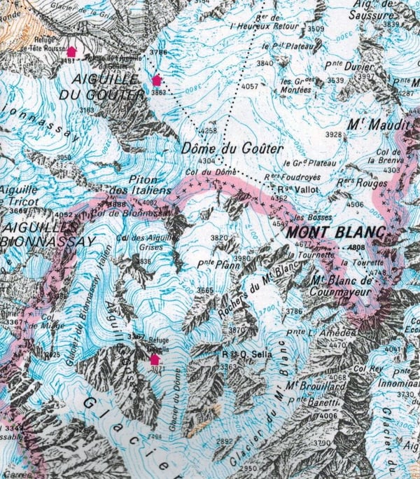 Tour du Mont Blanc 1:50 000. Turisti kartta. IGN
