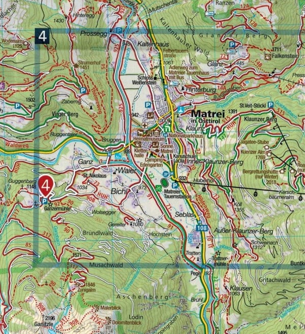 Lienz, Schobergruppe. Hohe Tauernin kansallispuisto. Vedenpitävä vaelluskartta 48. painos 2024. Kompass
