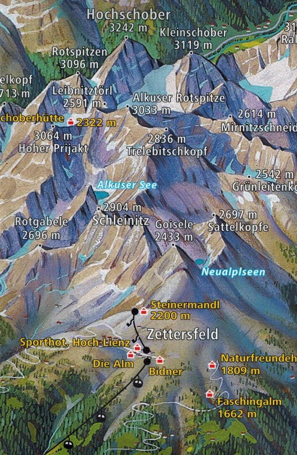 Lienz, Schobergruppe. Hohe Tauernin kansallispuisto. Vedenpitävä vaelluskartta 48. painos 2024. Kompass