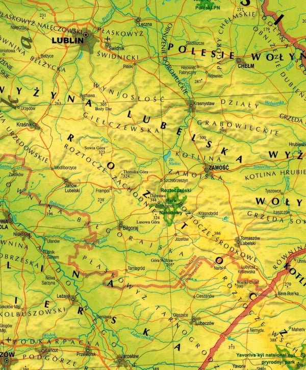 Polen. Lamineret XXL-kort. Generelt geografisk, administrativt og vejkort. 2025-udgave. ExpressMap
