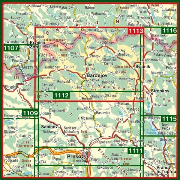 Bardejov og omegn / Bardejov og omegn. Turistkort 1113. Shocart