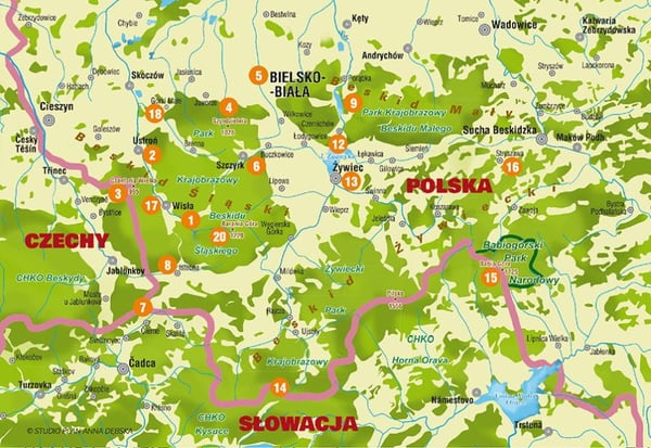 De Schlesiske, Żywiec og Lille Beskider. En malebog og interessante fakta om regionen.