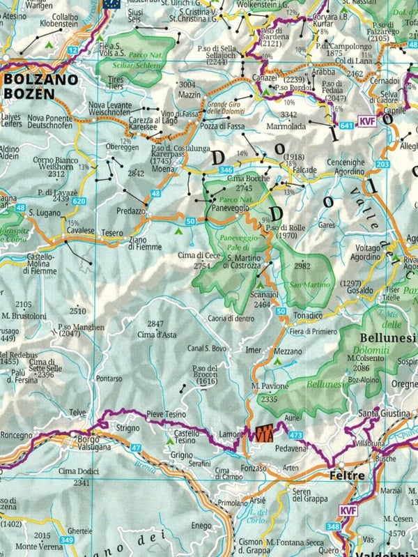 Alperne 1:500.000. Cykelkort + miniguide. 2025-udgave. Kompass