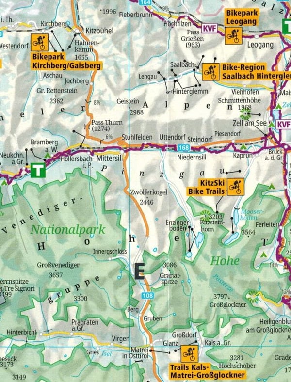 Alperne 1:500.000. Cykelkort + miniguide. 2025-udgave. Kompass
