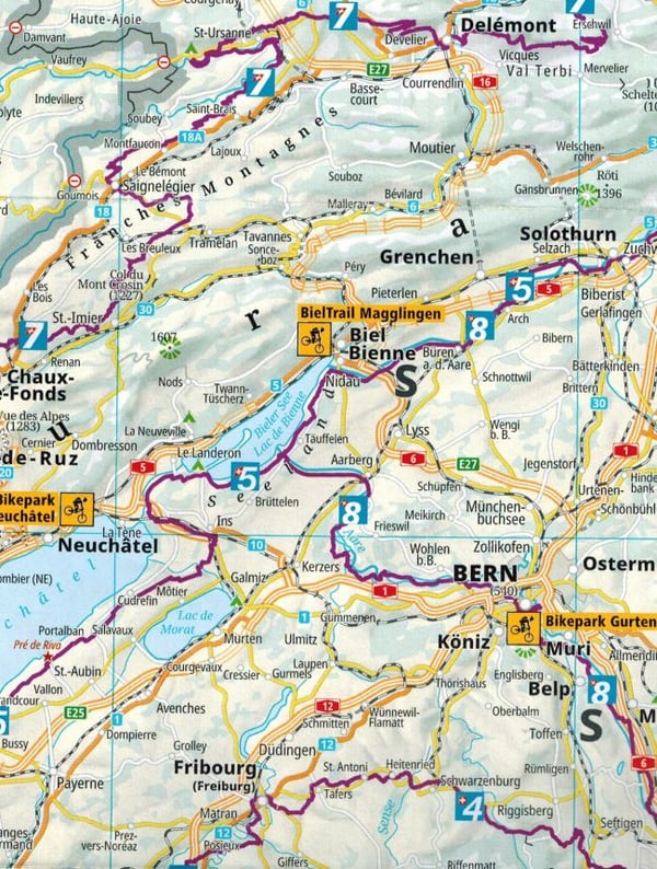 Alperne 1:500.000. Cykelkort + miniguide. 2025-udgave. Kompass