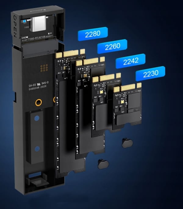 BS-2809S SSD-kaappi NVME/SATA PCIe M.2 USB-C