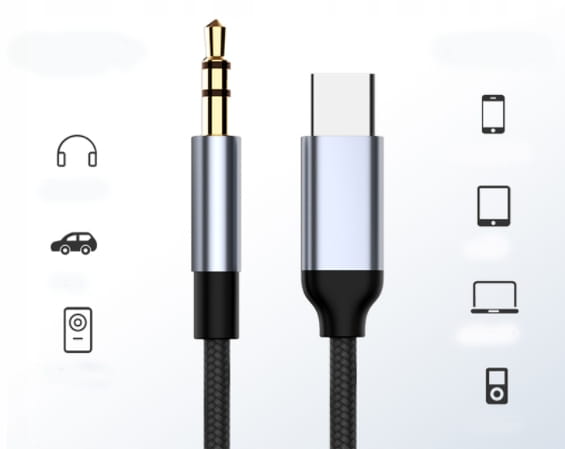 Kabeladapter USB-C Mini Jack 3,5 mm AUX DAC 1,5 m Zenwire ZC-19