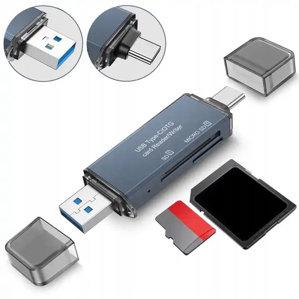 SD-muistikortinlukija USB 3.0 USB-C 4-in-1 -sovitin SD + micro SD TF 5 Gb/s jopa 2 TB Zenwire BYL-2218TU
