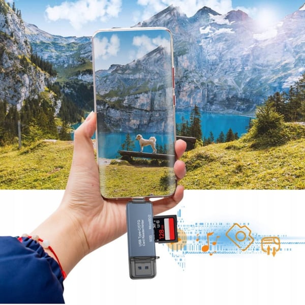 SD-muistikortinlukija USB 3.0 USB-C 4-in-1 -sovitin SD + micro SD TF 5 Gb/s jopa 2 TB Zenwire BYL-2218TU