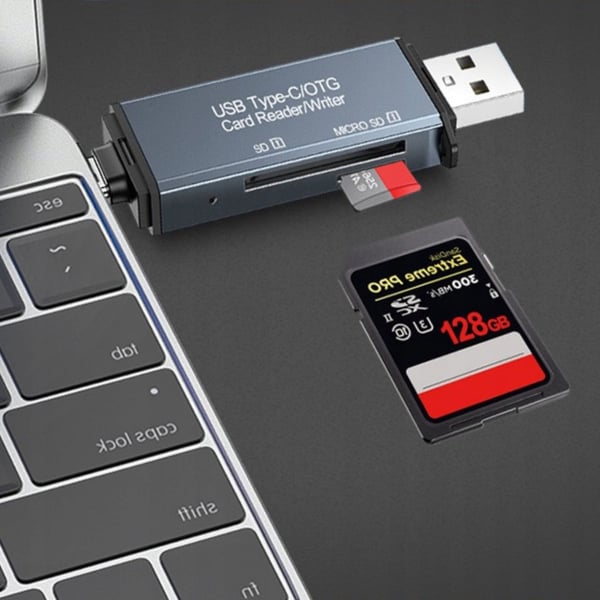 SD-muistikortinlukija USB 3.0 USB-C 4-in-1 -sovitin SD + micro SD TF 5 Gb/s jopa 2 TB Zenwire BYL-2218TU