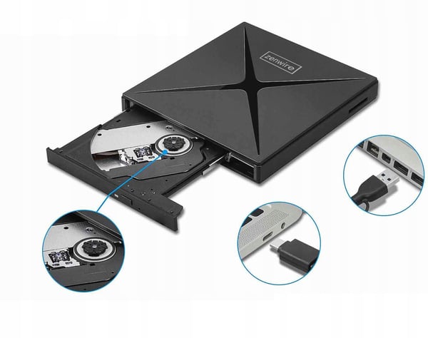 Bærbar ekstern DVD-CD RW HUB USB-C USB 3.0 Zenwire 4-i-1 SD-kortlæser Zenwire SY885