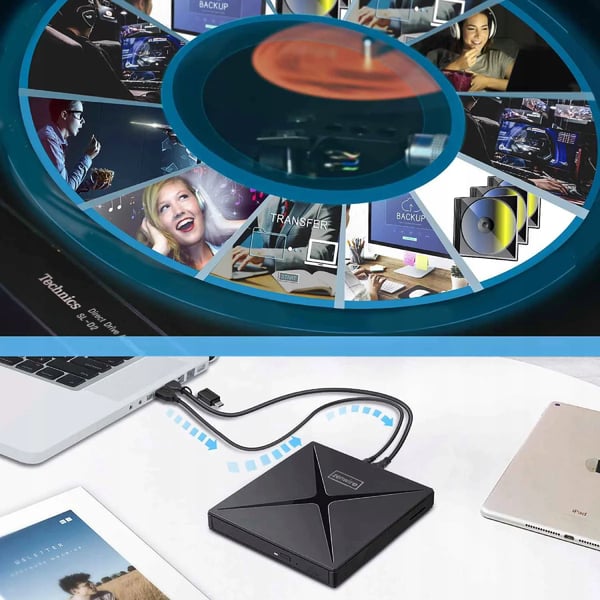 Bærbar ekstern DVD-CD RW HUB USB-C USB 3.0 Zenwire 4-i-1 SD-kortlæser Zenwire SY885
