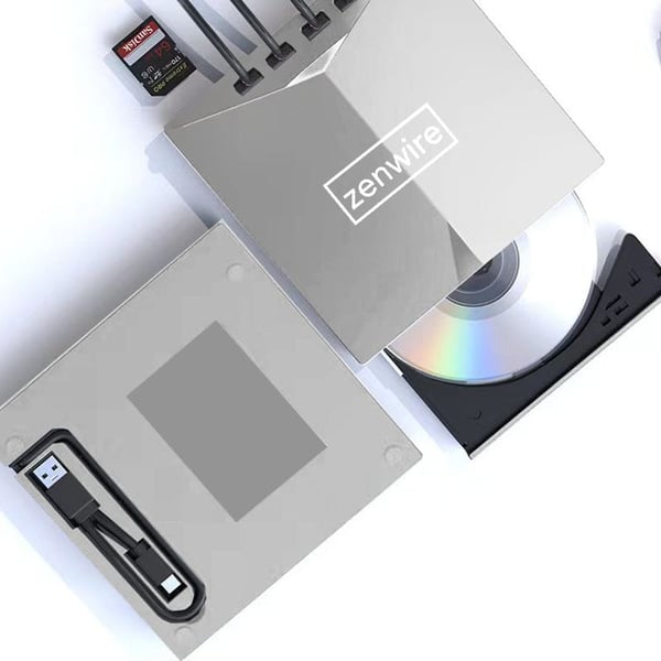 DVD-enhet Silver typ C/USB 3.0 2-i-1-hubb H61