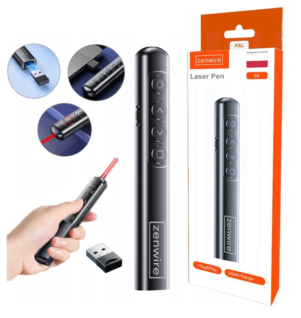 Zenwire S9 -laseresityslaite, langaton kaukosäädin, USB-laser esityksiin